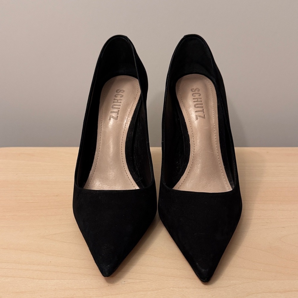 Schutz Black Suede Lou Pumps